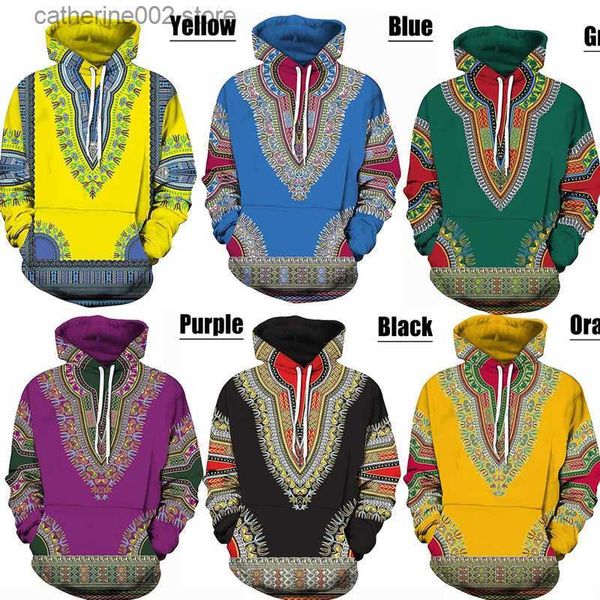 Herren Hoodies Sweatshirts S-5XL African Dashiki Hoodie Traditionelle Bazin Riche Männer 3D Pullover Unisex Hip Hop Afrikanische Kleidung Bunte Ethnische Sweatshirt T230719