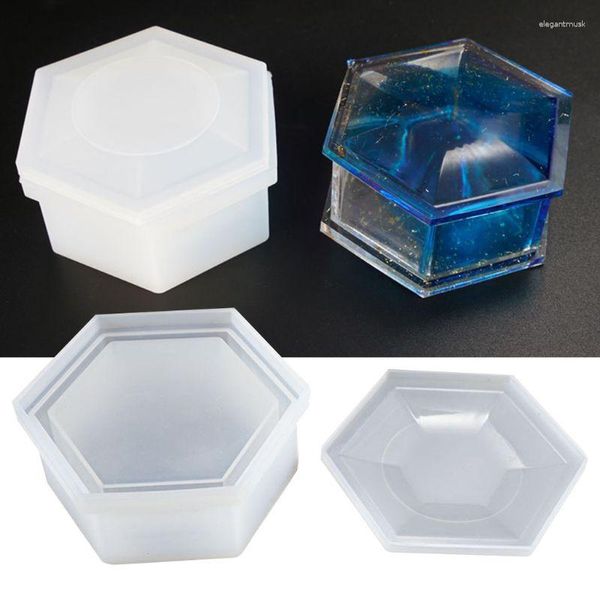 Bolsas para joias Faça você mesmo hexágono caixa de armazenamento cristal epóxi alto espelho feito à mão em forma de ameixa molde de silicone moldes para artesanato ferramentas 40 gb