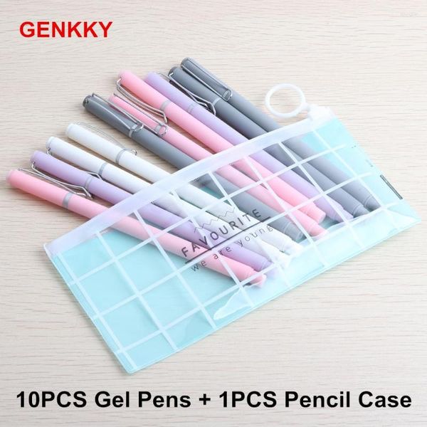 10pcs/set promosyon jel kalem ve kalem çantaları yaratıcı kırtasiye kawaii mürekkep okul ofis tedarikçileri