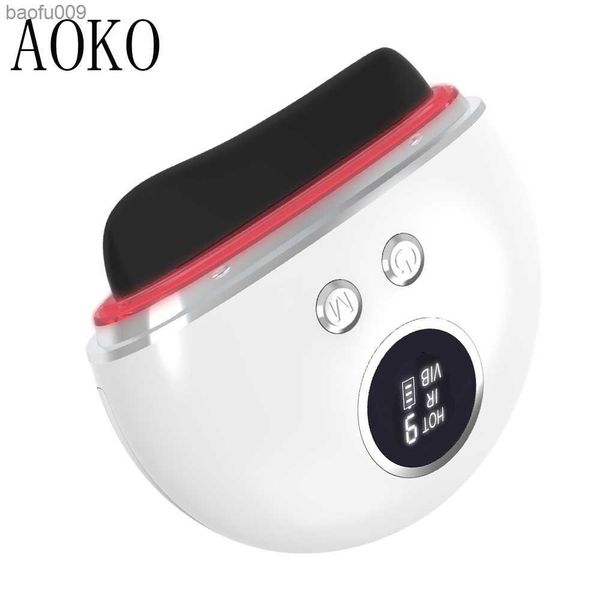 AKO Tavola raschiante elettrica Red Bian Stone Impacco caldo Vibrazione ad alta frequenza Lifting facciale Rilassamento Dispositivo di massaggio Guasha L230520