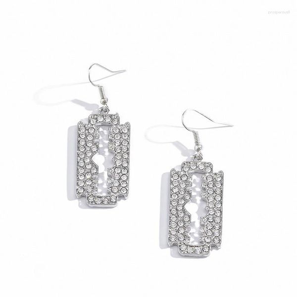 Boucles d'oreilles pendantes à la mode cristal strass lame pour femmes Vintage métal alliage Hip Hop Punk goutte bijoux accessoires