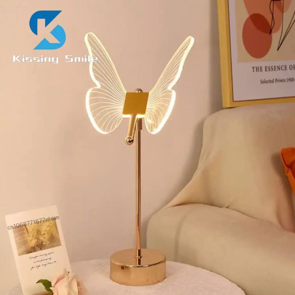 Articoli di novità Lampada da tavolo a farfalla USB ricaricabile LED Nordic Flower Ambiance Luci notturne Soggiorno di lusso Decorazione da scrivania Apparecchio per camera da letto 230719