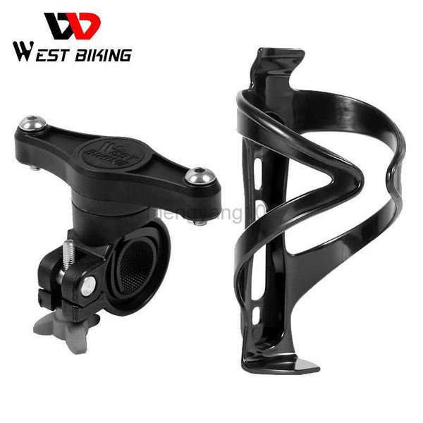 Gabbie per bottiglie d'acqua WEST BIKING Rotazione di 360 gradi Adattatore per portaborraccia per biciclette Manubrio per bici Reggisella per bicicletta Adattatore per montaggio bottiglie d'acqua HKD230719