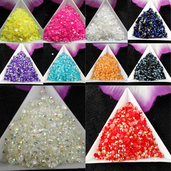 10000 pezzi / borsa SS12 3mm 10 colori gelatina AB resina strass di cristallo FlatBack Super glitter nail art strass decorazione di nozze perline 221P