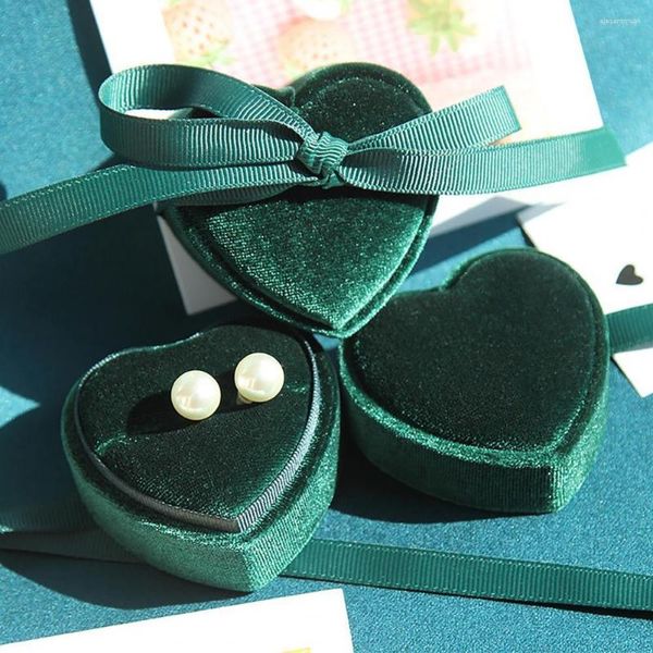 Sacchetti per gioielli Scatola protettiva antipolvere a forma di cuore Eleganti anelli romantici Orecchini Bomboniere