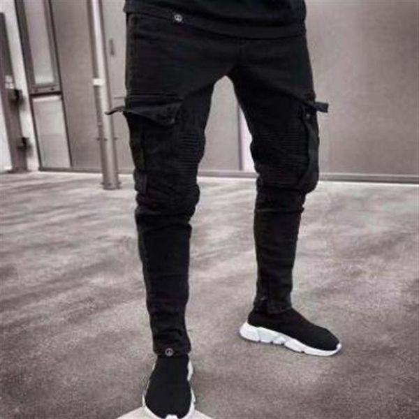 Eleganti jeans firmati da uomo 19SS 2019 Primavera nero strappato con fori strappati Design Jean Matita Pantaloni Tasche Hommes Pantalones276F