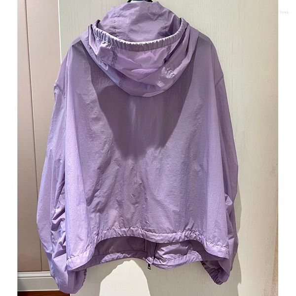 Frauen Graben Mäntel Mit Kapuze Windjacke 2023 Sommer Lose Atmungsaktive Violette Sonnenschutz Kleidung Mode Kurze Dünne Mantel