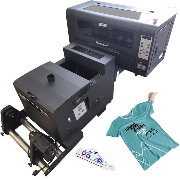 Inkjet Digital Dual Xp600 Testa Cmyk Inchiostro Bianco Colori Forno Shaker Polvere Macchina Pet Film Trasferimento di Calore T Shirt Stampante A3 Dtf