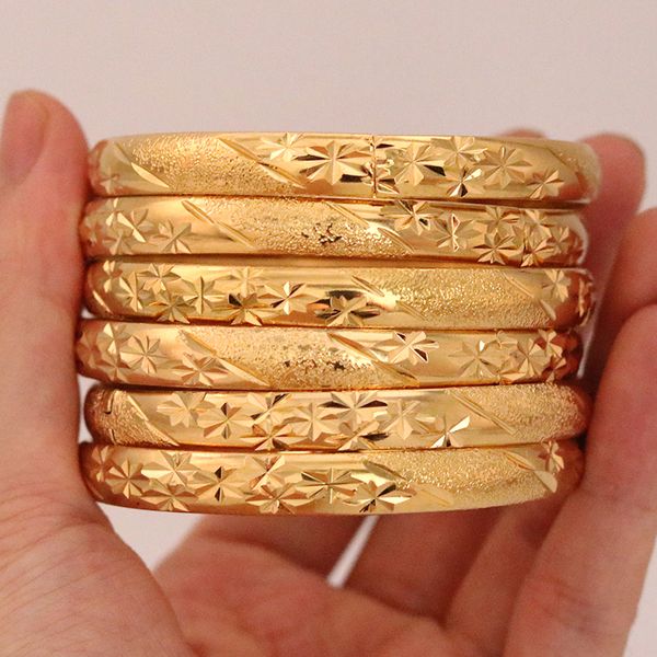 Bangle 8MM 6pcsbatch Dubai Bracciale in oro da uomo 24k Gioielli africani etiopi colorati Arabia Saudita Regalo nuziale da sposa 230719