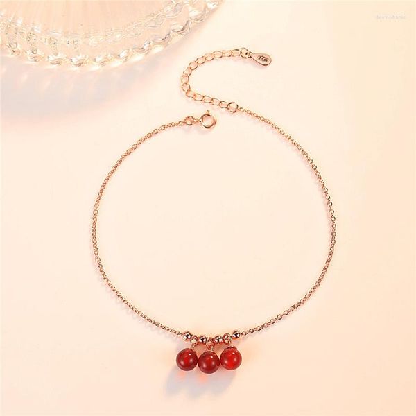 Cavigliere KOFSAC Trendy 925 Sterling Silver per le donne Personalità semplice Red Crystal Ball Foot Chain Jewelry Lady Party Gifts