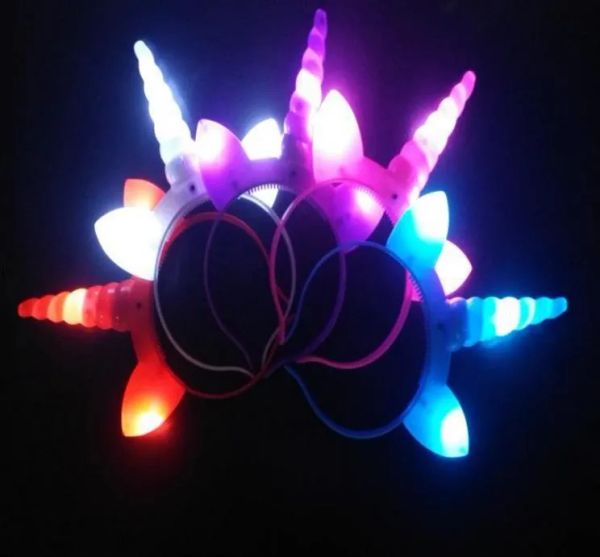 Glow Unicorn Head Band çocuklar Yetişkin aydınlatma Led Kafa Bantları Noel Cadılar Bayramı Partisi Aydınlık Yanıp sönen saç bandı iyilik giydirme cosplay pervane ll