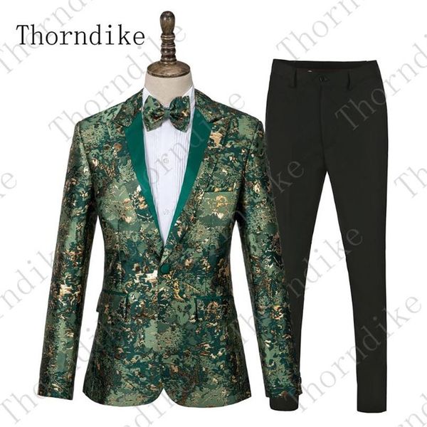 Мужские костюмы Blazers Thornike Men с брюками 2021 Итальянский смокинг на пике отворотов зеленый камуфляж Формальная свадебная вечеринка MA210A