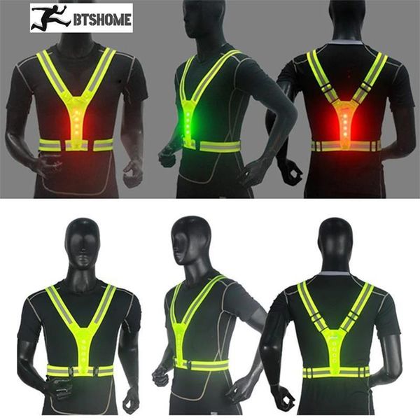 Bisiklet gömlekleri üstleri açık ayarlanabilir LED yansıtıcı koşu yelek parlayan reflektör kayışları erkekler için güvenlik donanımı kadınlar gece koşmak 230718