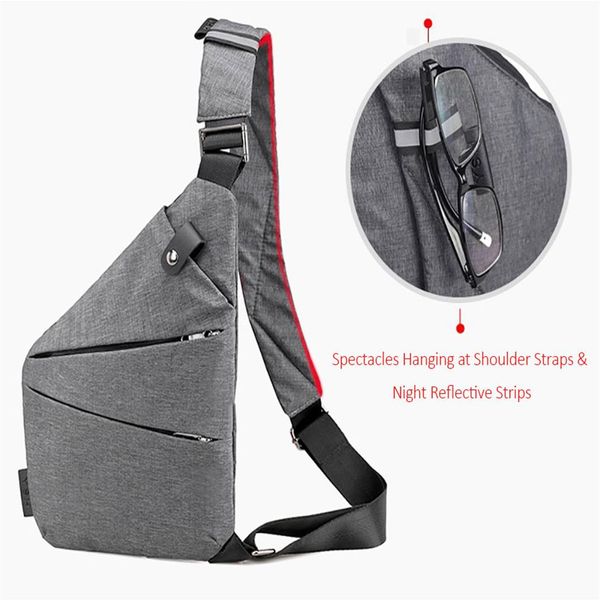 Adam İnce Kişisel Cep Çantası Kılıf Taktik Omuz Sling Vintage Crossbody Çantalar Açık Fermuar hırsızlığı önleyici göğüs çantaları208p