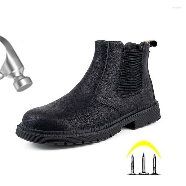 Stivali punta in acciaio anti-impatto anti-perforazione protezione del lavoro scarpe suole in gomma da uomo antiscivolo sicurezza antiusura