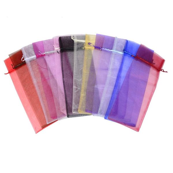 100 Stück 15 x 37 cm hochwertige Organza-Weinflaschenbeutel für Schmuck, Hochzeit, Party, Süßigkeiten, Weihnachten, Geschenkbeutel282p