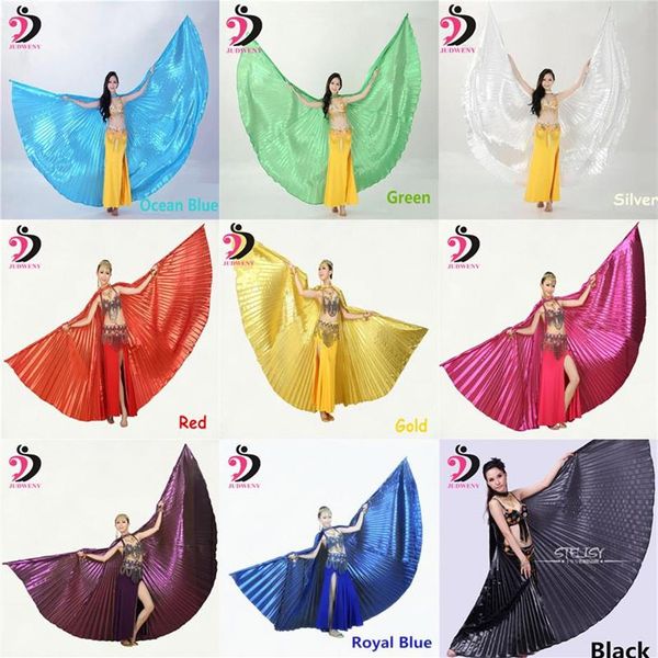 Sahne Giyim Göbek Dans Kanatları Yetişkin Kadınlar İçin Isis Kanatları Oriental Tasarım Bollywood Kelebek 11 Renk açısı Sticks155x