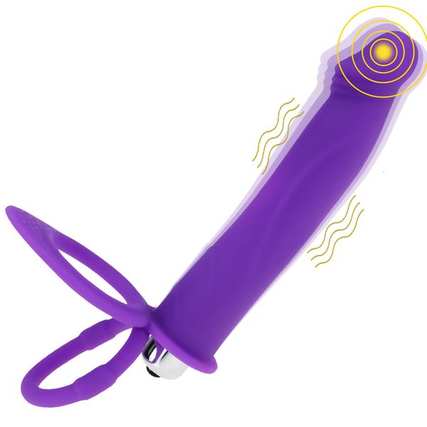 Cockring Vibratore a doppia penetrazione Penis Strapon Dildo con plug anale per pene adatto per adulti Amanti del sex toy principianti 230719
