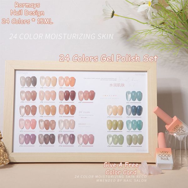 Rormays Gel Nail Polish 24 colori Suit Skin Nude Jelly Color UV LED Semi Permanent Light Therapy Varnish Gel Ice Penetration Nail Salon Art Factory all'ingrosso 15ML