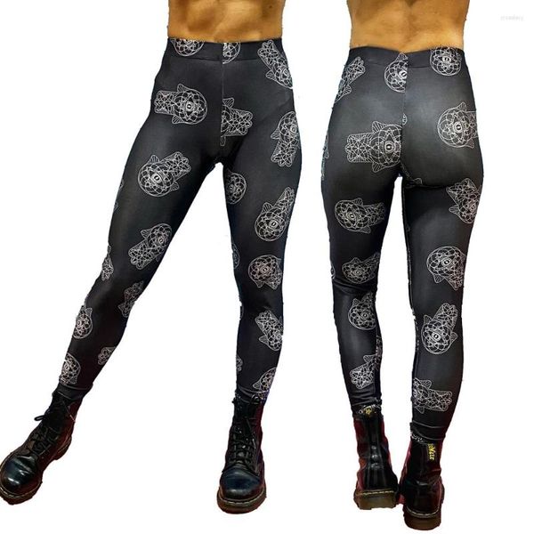 Damen-Leggings, bedruckt, Quallenmarke, Gothic-Schädel, Punk, Damen-Leggings, Retro, mittlere Taille, PUSH-UP-Leggins, Workout-Knöchelhosen