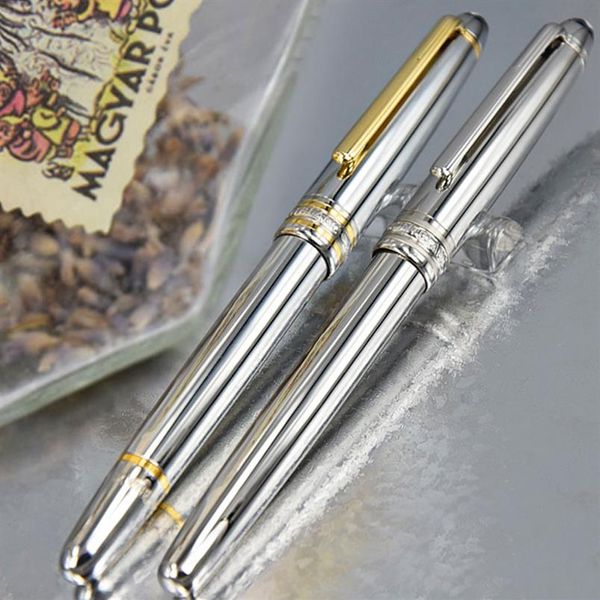 Luxury Msk-163 Classic Fountain Rollerball Penna a sfera di alta qualità argento canna liscia cancelleria per ufficio scolastico con Serial Nu264T