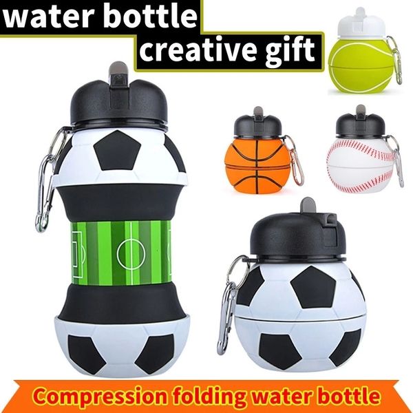 Garrafas de água esportes ao ar livre dobrável garrafa de água futebol basquete tênis golfe portátil à prova de vazamentos garrafa de silicone viagem crianças adulto garrafa 230718