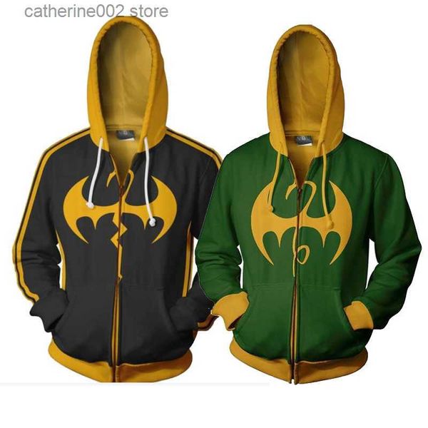 Erkek Hoodies Sweatshirts Erkek 3d Baskı Sweatshirts Kahraman Cosplay Demir Yumruk Hoodies Daniel Thomas Rand-K'aai Rol Oyun Günlük Kapüşonlu Kazak S-5XL T230719