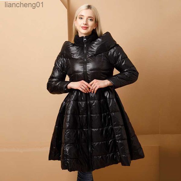 5XL Inverno Donna Giacca lunga imbottita Piumino d'anatra bianca Cappotto femminile Cappotto ultra leggero Slim Solid Giacche Parka portatile L230619