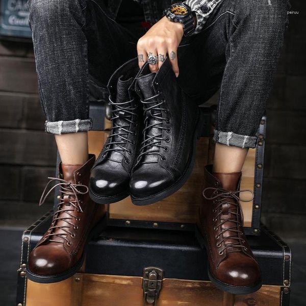 Сапоги золотой сапинг зима для мужчин модной платформы обувь классика кожа