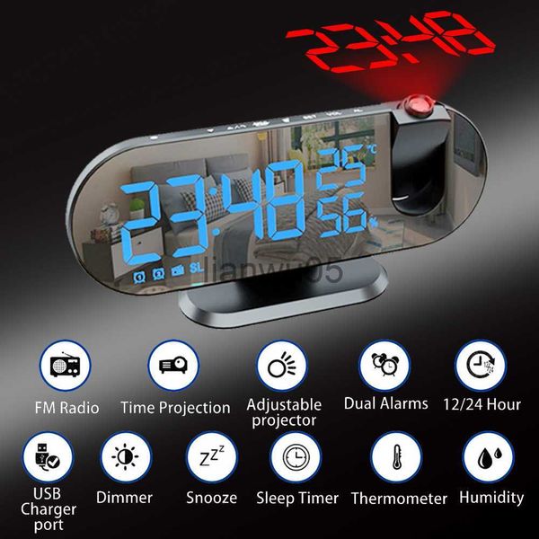 Столы стола FM Radio Led цифровые проекционные будильники для спальни 180 Projector Wake Up Clock USB -заряд