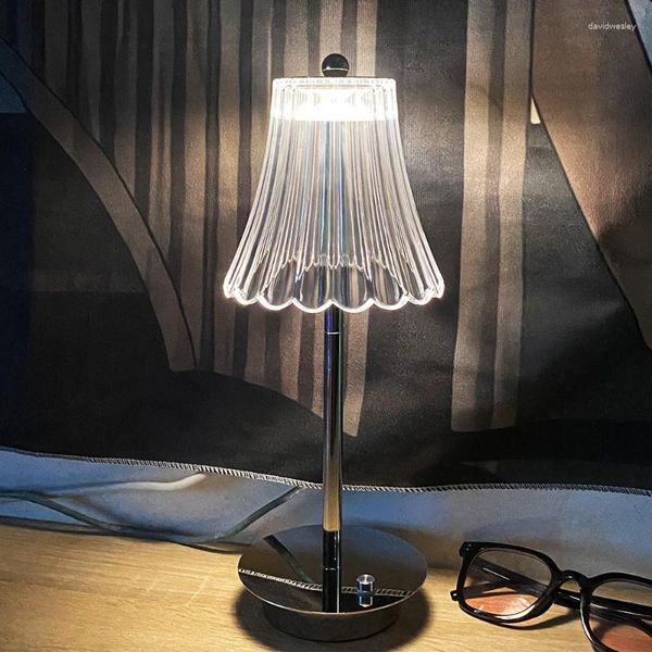 Tafellampen Rokvorm Metaal Nachtlampje Aanraakschakelaar Dimmer Slaapkamer Nachtkastje Creatief Coffee Shop Bar Buitenverlichting Home Lamp