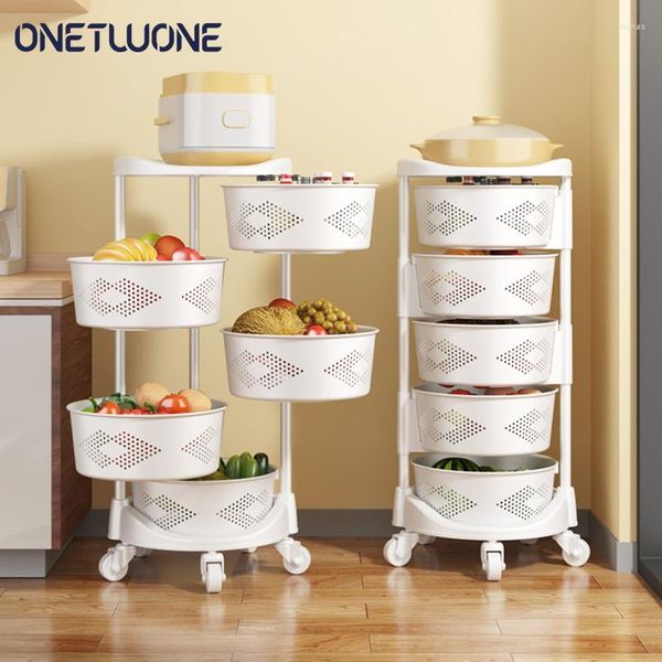 Contenitori per la cucina 2/3/4 Ilayer Girevole Rack Corner Organizer Trolley Cabinet Multi-Strato Ripiano per frutta e verdura Cesto