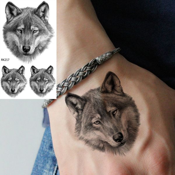 OMMGO REAL 3D WOLF FACE Design Tempreary Tattoo Sticker Fierce Fake Tattoos маленькое боди -арт запястье на заказ тато