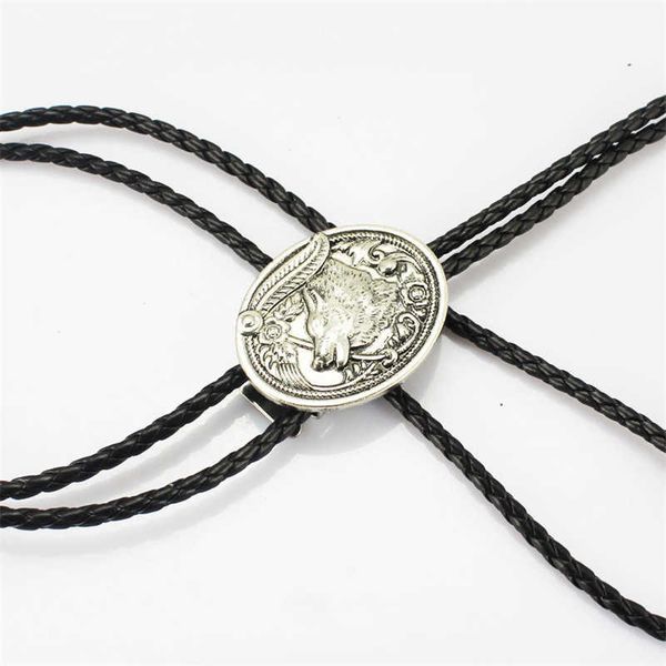 Personalisierte Schmuckkrawatten New Bolo American Western Cowboy Wolfskopf Bolotie Sommerhemd Clip HKD230720