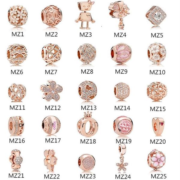 Authentisches 925er-Sterlingsilber, passend für Pandora-Armband, Perlen, Roségold-Charms für europäische Schlangen-Charm-Kette, Halskette, Mode, DIY, Jew307z