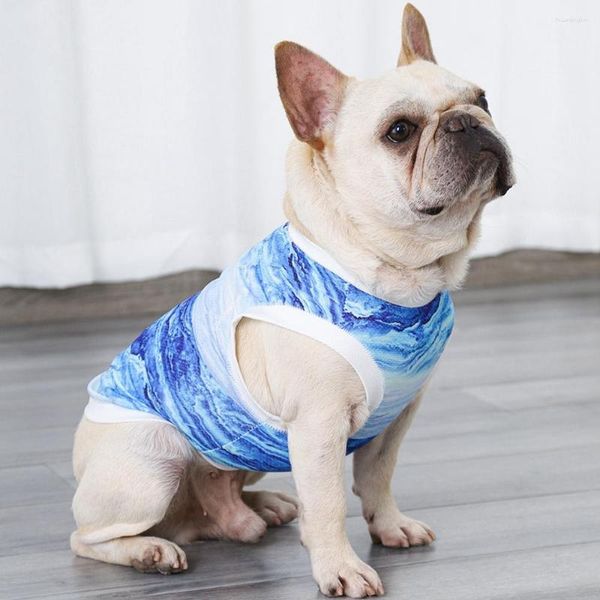 Roupa para cachorro, menino, camisa de verão, sem mangas, estampada, para cachorro, camiseta, colete respirável, roupas, gato