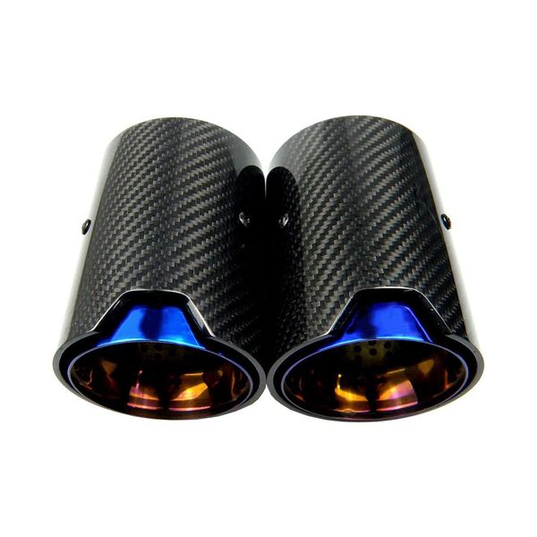 Punta del silenziatore per tubo di scarico in acciaio inossidabile bruciato blu reale in fibra di carbonio per BMW M Performance M2 F87 M3 F80 M4 F82 F83 M5 F10 M6 F12243C