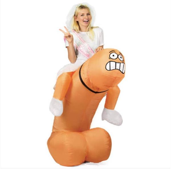Stag Night Halloween Inflável Willy Adulto Fancy Dress Penis Cosplay Outfit Dick Para Halloween Purim Party 150cm-200cm262T