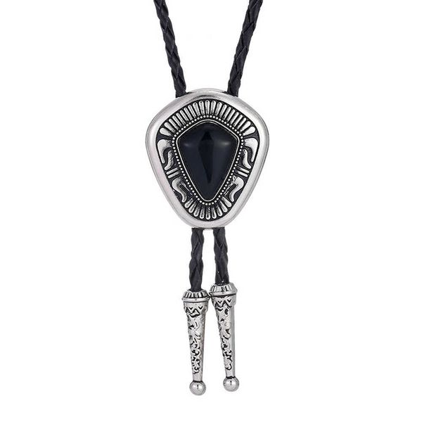 Bolo Gravatas Western Cowboys Moda Natural Turquesa Gota de Água Gravata em Forma de Diamante Corda de Couro Masculino Bolo Gravata Dropshipping HKD230719