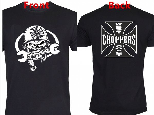 Cool Mens West Coast Chopper Skull Logo Bike Biker Motocicletta Moto T-Shirt nera Cool Short T Shirt Top Tee Shirt