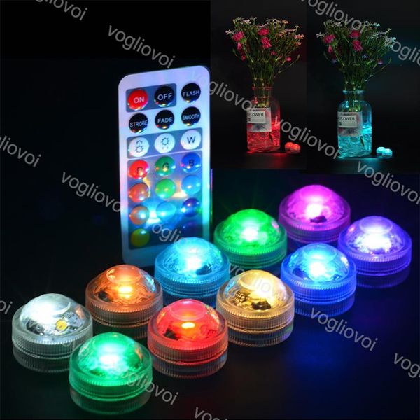 Luci subacquee 3LED rotonde sommergibili 10 pezzi set manopola impermeabile IP67 multicolore con controller 21 tasti per vaso di fiori per feste Fis306G