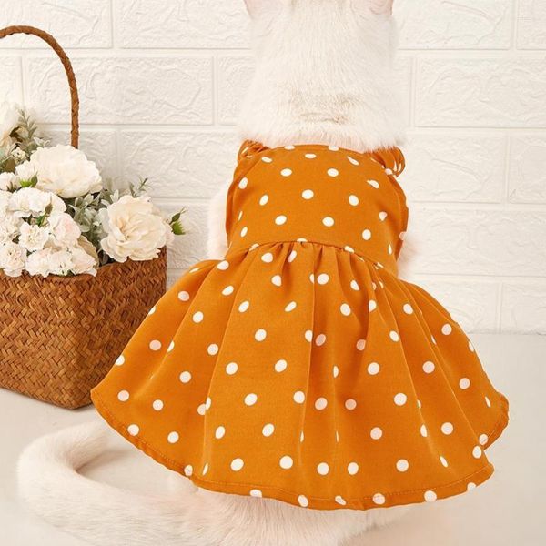 Vestuário para cachorro Saia para animais de estimação Doting Print Alça de ombro elástica Sling Roupas para gatinhos de verão Roupas para Pograph