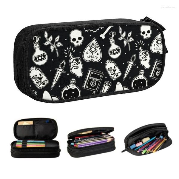 Astucci per cosmetici Witchy Essence Simpatico astuccio per matite Ragazzi Gilrs Ampio spazio di archiviazione Halloween Spooky Witch Skull Pouch Studenti di cancelleria