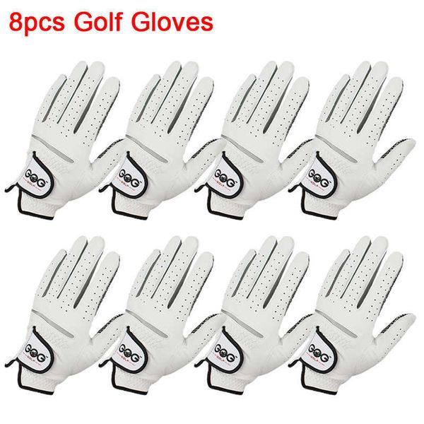 Spor Eldivenleri 8pcs Golf Eldivenleri Gerçek koyun derisi deri erkekler kaymaz spor eldivenleri golfçü için sağda sol solda