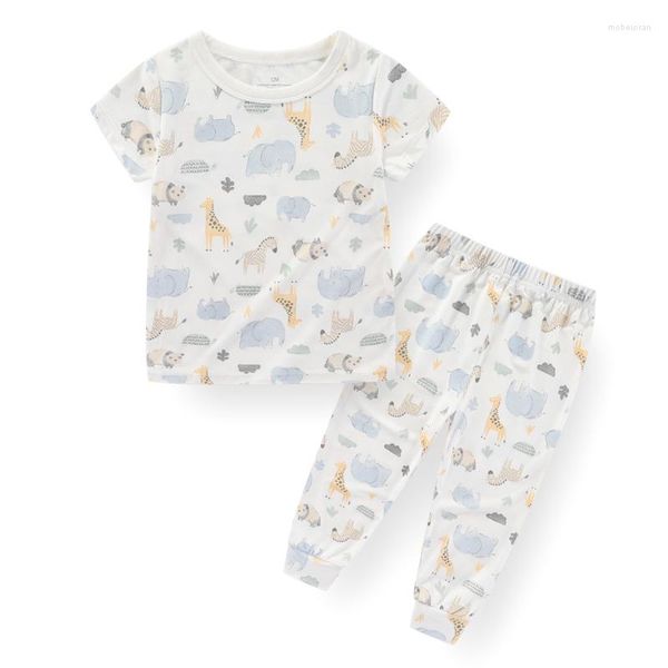 Set di abbigliamento Estate in fibra di bambù Cartoon Baby Boy Girl Sleepwear Top Pantaloni Soft 1-5 anni Little Kids Loungewear