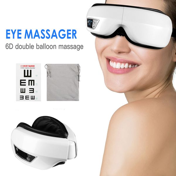 Massageador de olhos 6D Smart Airbag Vibration Care Instrument Compress Air bag Pressão Massagem Óculos Fadiga Bolsa Rugas 230718