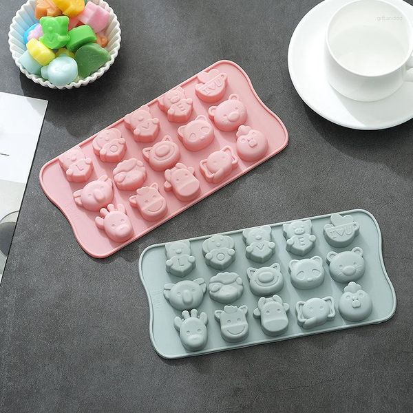 Moldes para assar 15 moldes de silicone para animais de desenhos animados, panda e elefante fofos, moldes 3D para crianças, chocolate, bolo, fudge, ferramenta faça você mesmo