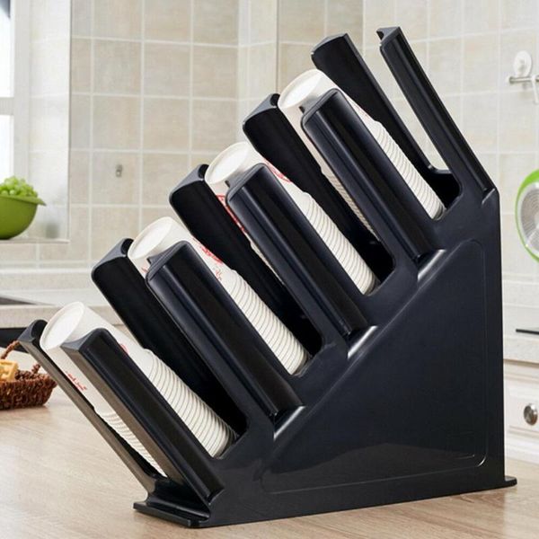 Contenitori per la cucina 4 pile Dispenser per portabicchieri di carta usa e getta portatile Coffee Drink Cafe Home Buffet Stand Rack Tool