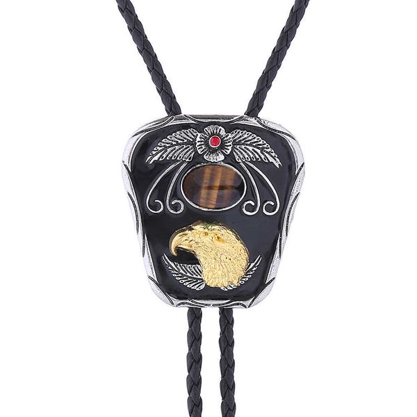 Bolo Ties Design originale trapezoidale Tang motivo erba occhio di tigre pietra animale Bolo Tie HKD230720