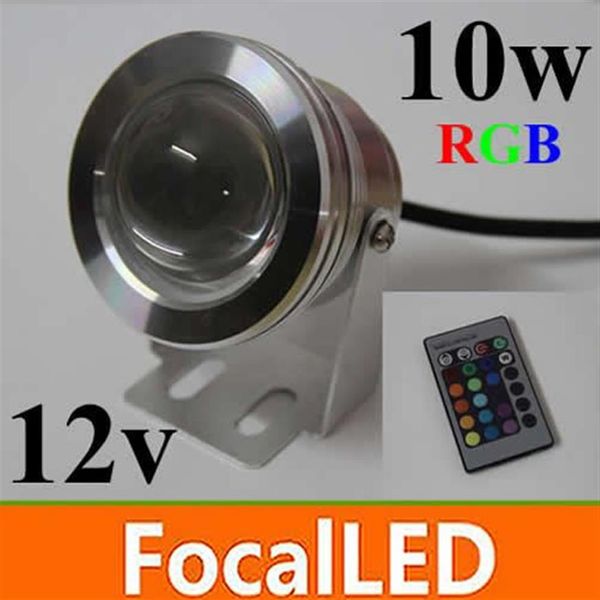 10W 1000lm led sob a água rgb led luzes da lagoa 12V led fonte de luz subaquática flash à prova d'água IP68198L